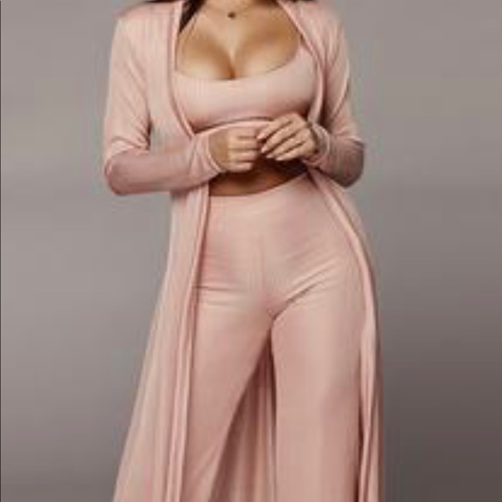 3 Piece Spaghetti Strap Crop Top, Pant, Cardigan - Picture 3 of 11
